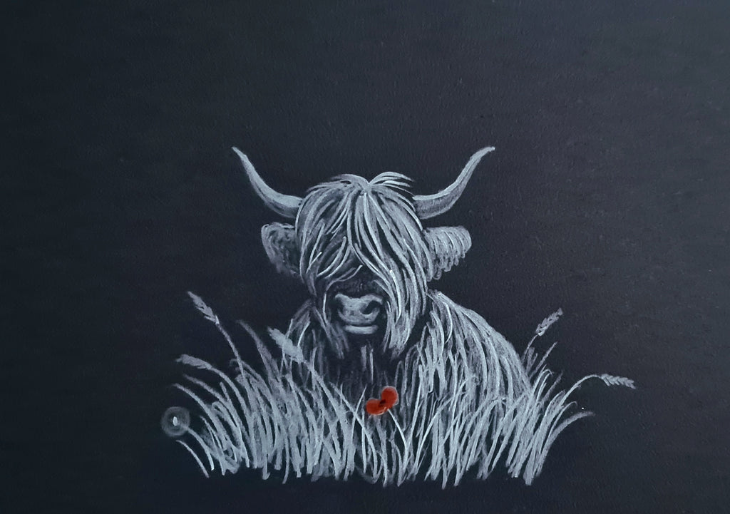 Remembrance art highland coo
