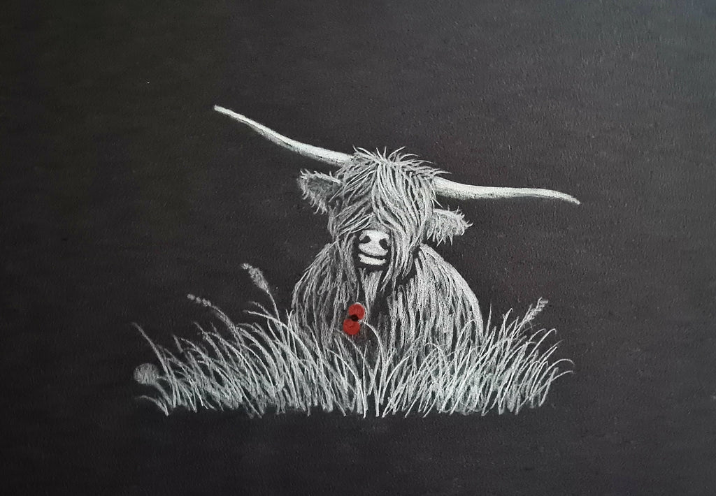 Remembrance art highland coo