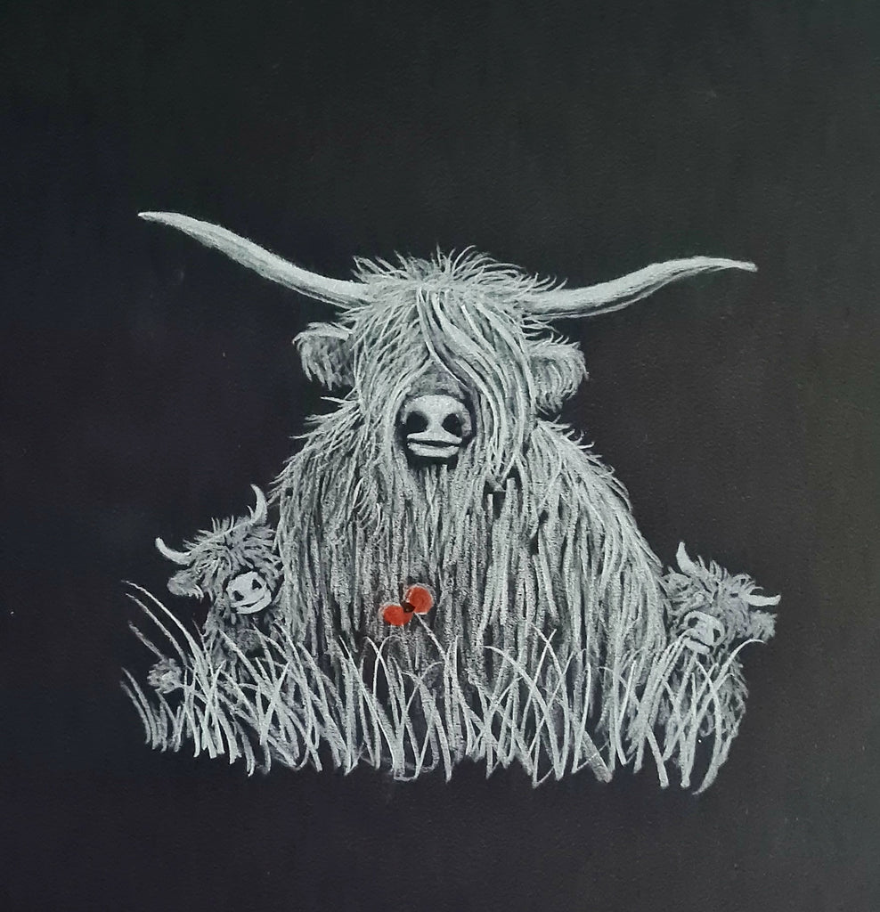 Remembrance art highland coo