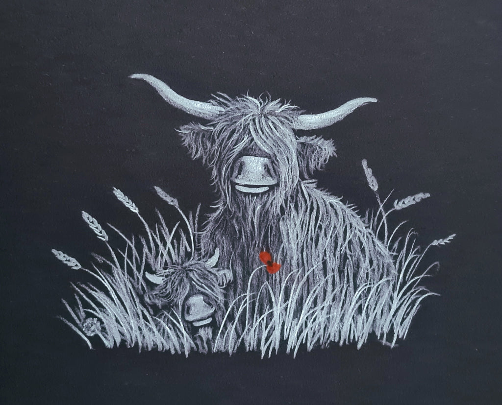 Remembrance art highland coo