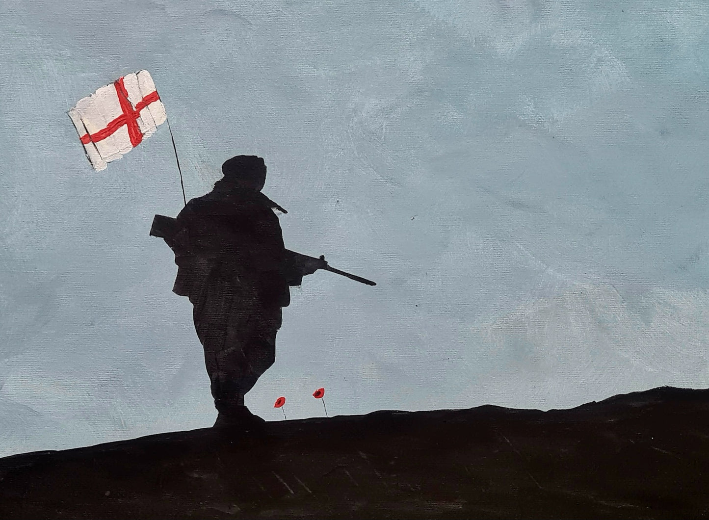 U272 Original acrylic painting - 'yomping for England'