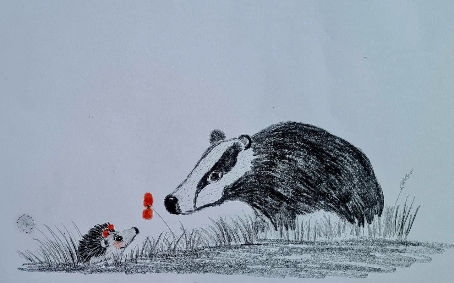 Original Polychromo - 'Hettie and the Badger layout sketch'