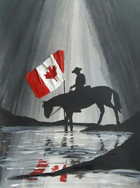 150 Original Painting - 'Mounties Reflection'