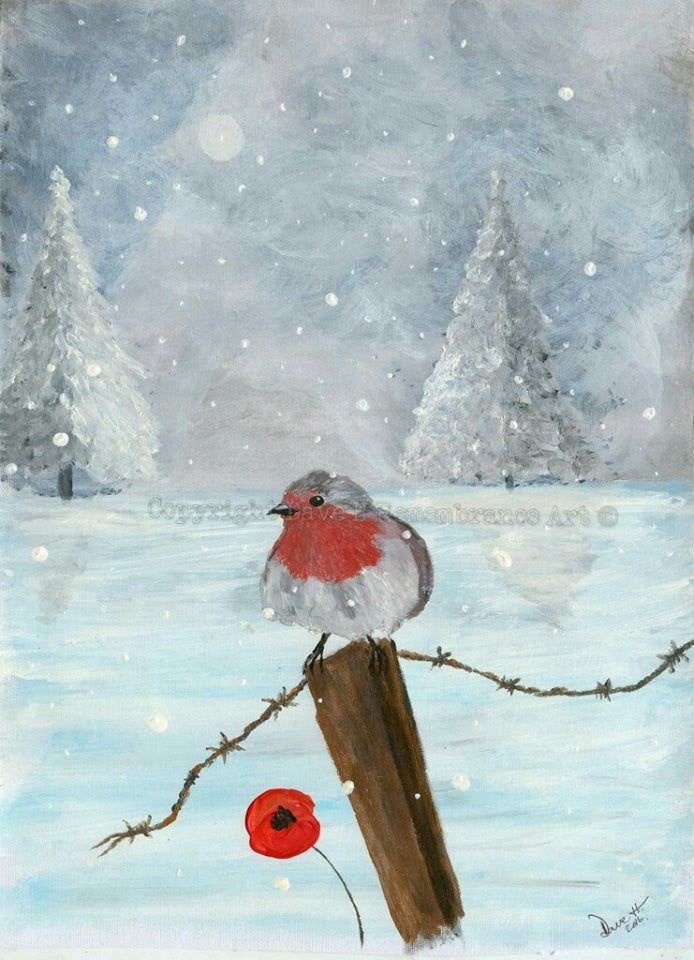 Dave H Remembrance Art painting 'Remembrance Robin'