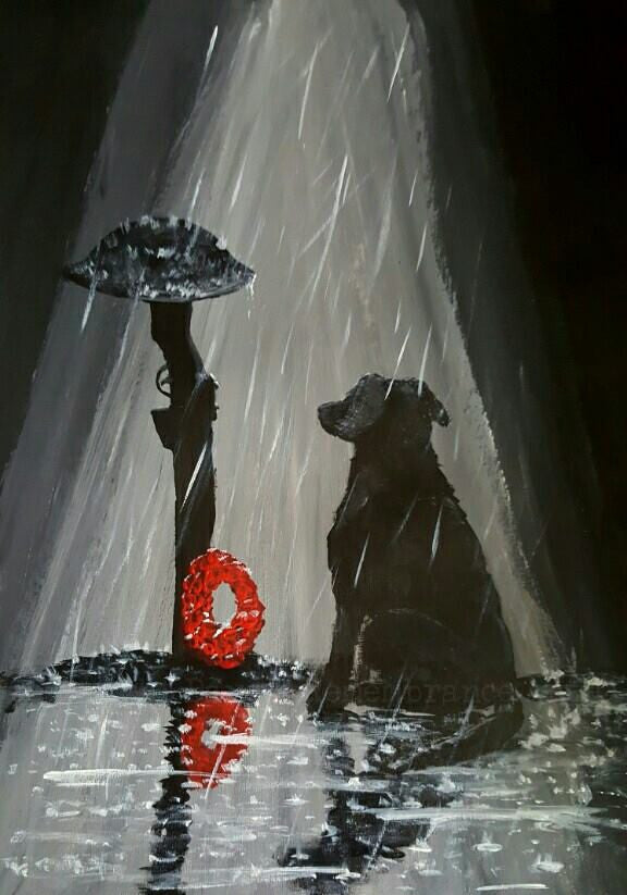 remambrance poppy art dog painting