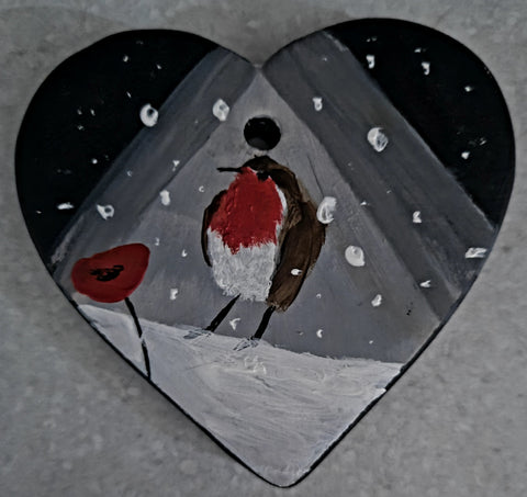 Love Heart Decoration - 'Robin heart #3