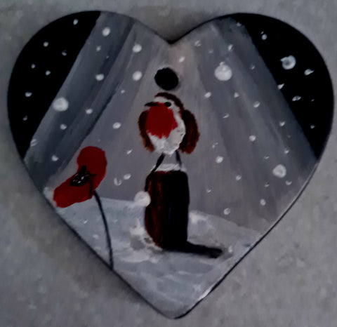 Love Heart Decoration - 'Robin heart #4