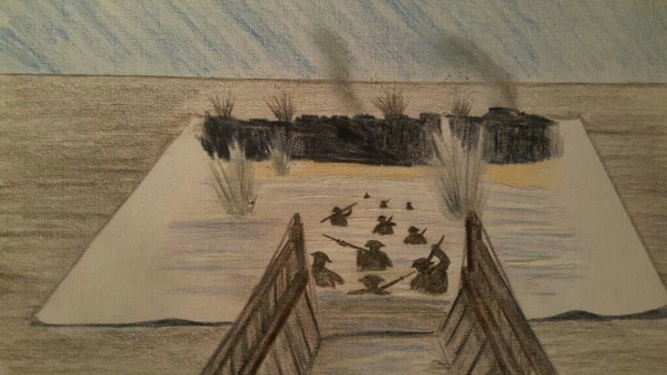 3d d-day landings drawing