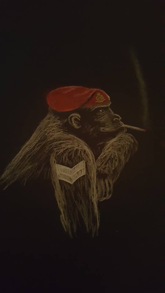 Original White on Black Polychromo - 'Monkey'