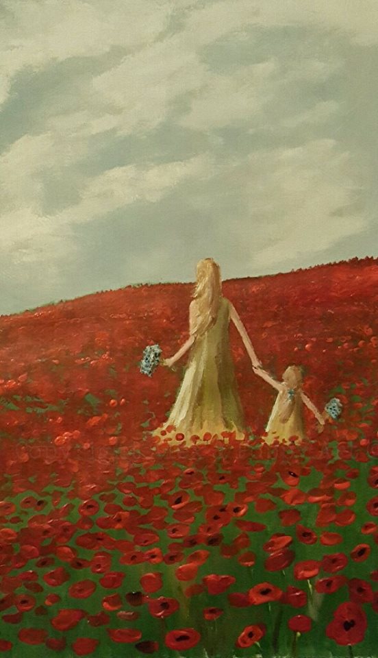 poppies and corn flowers remembrance art painting