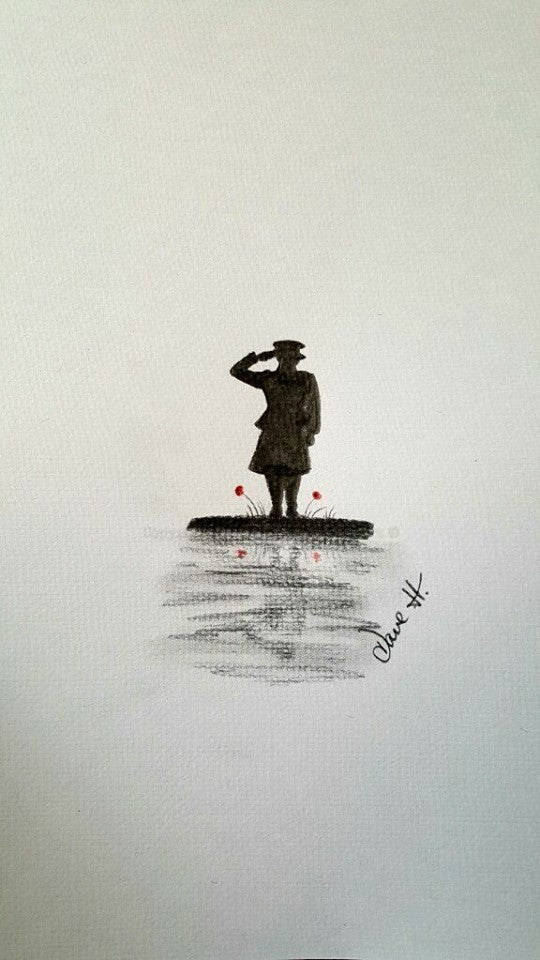 u167 Original pencil Drawing u167 - 'Female Salute'