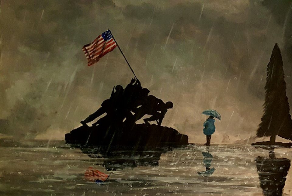 185 Original Painting - 'Memorial Visit'