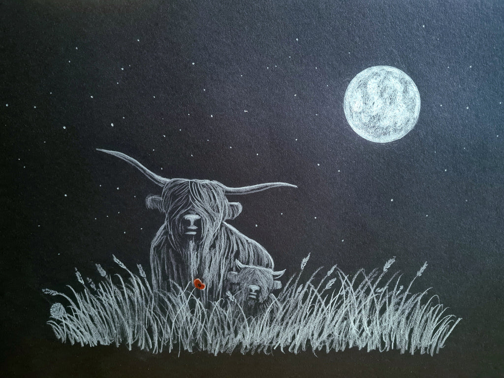Highland coo remembrance art