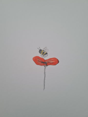 U628 Original Artwork - 'less is more - poppy bee'