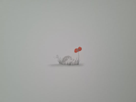 U702 Original Artwork - 'less is more - 'Hedgehog Poppy'