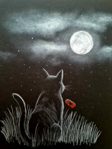 441 Original Polychromo - 'moonlit poppy cat'