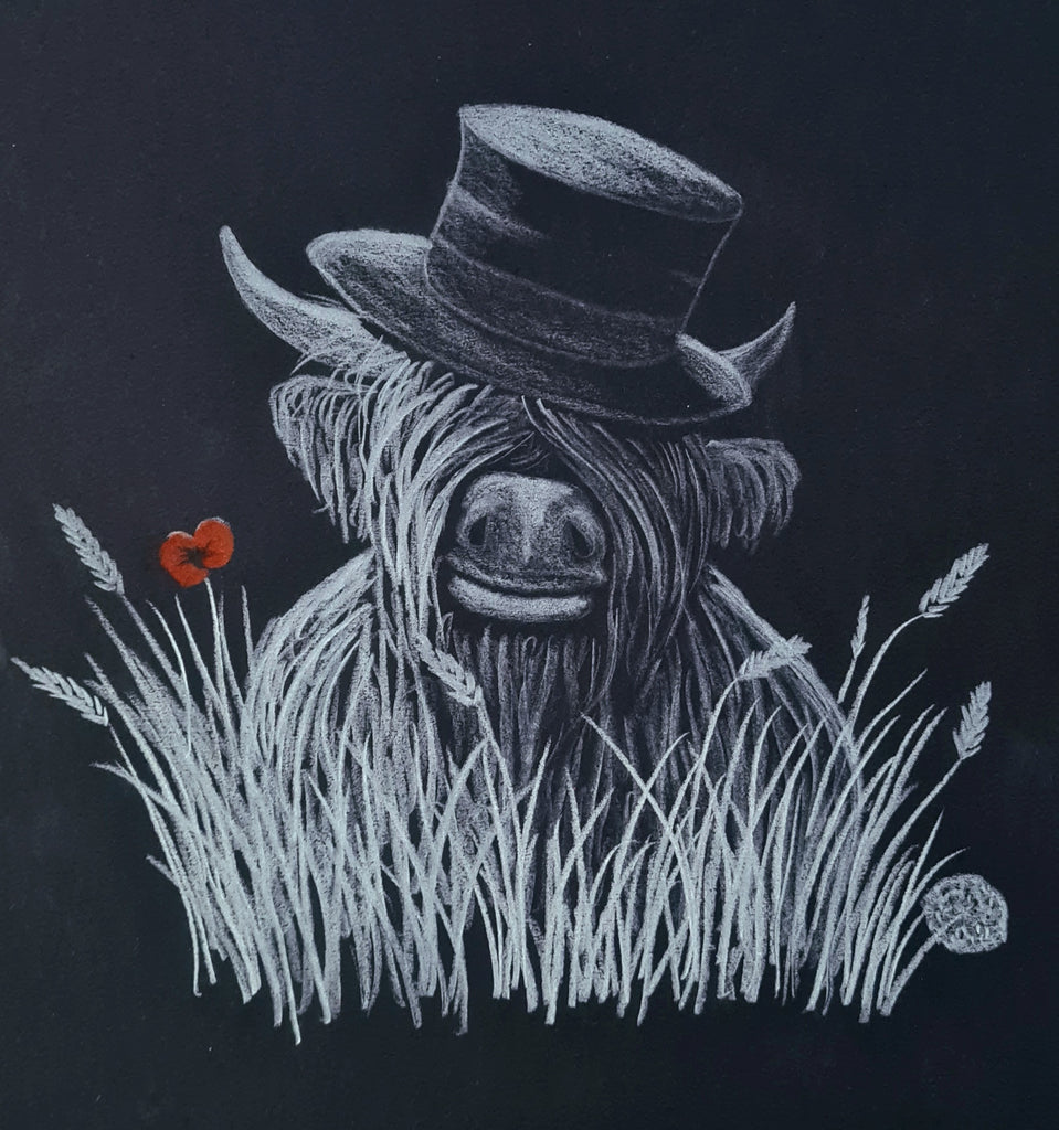 Remembrance art highland coo