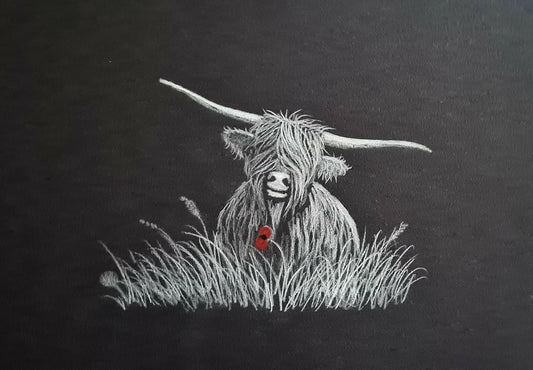Remembrance art highland coo 