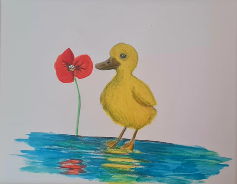 Original mixed media - 'poppy duck'