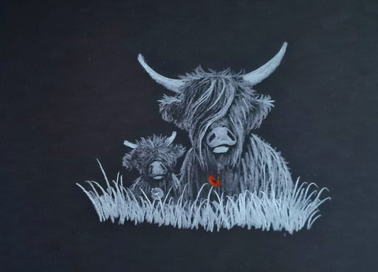 Remembrance art highland coo 