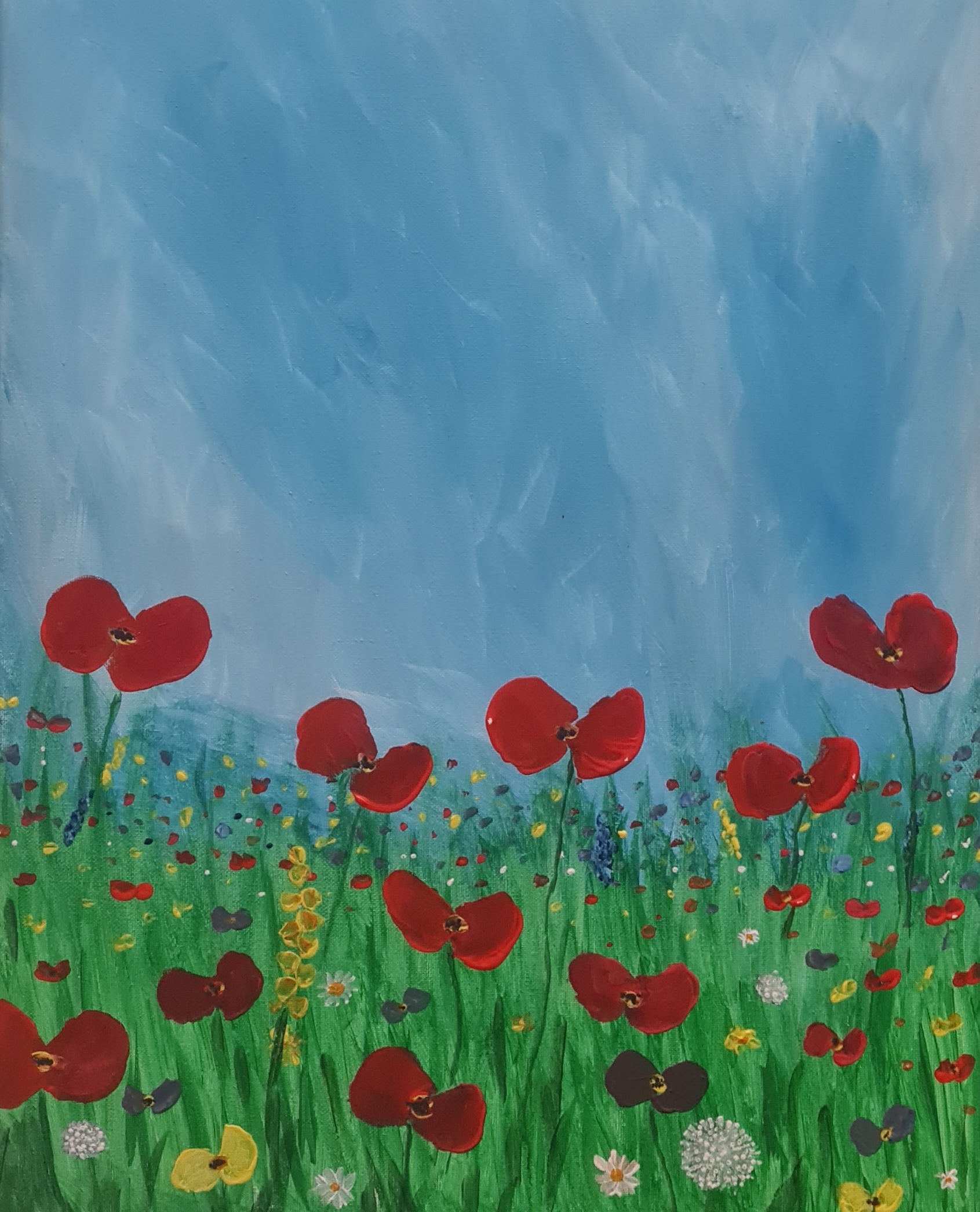 Wildflowers poppy painting
