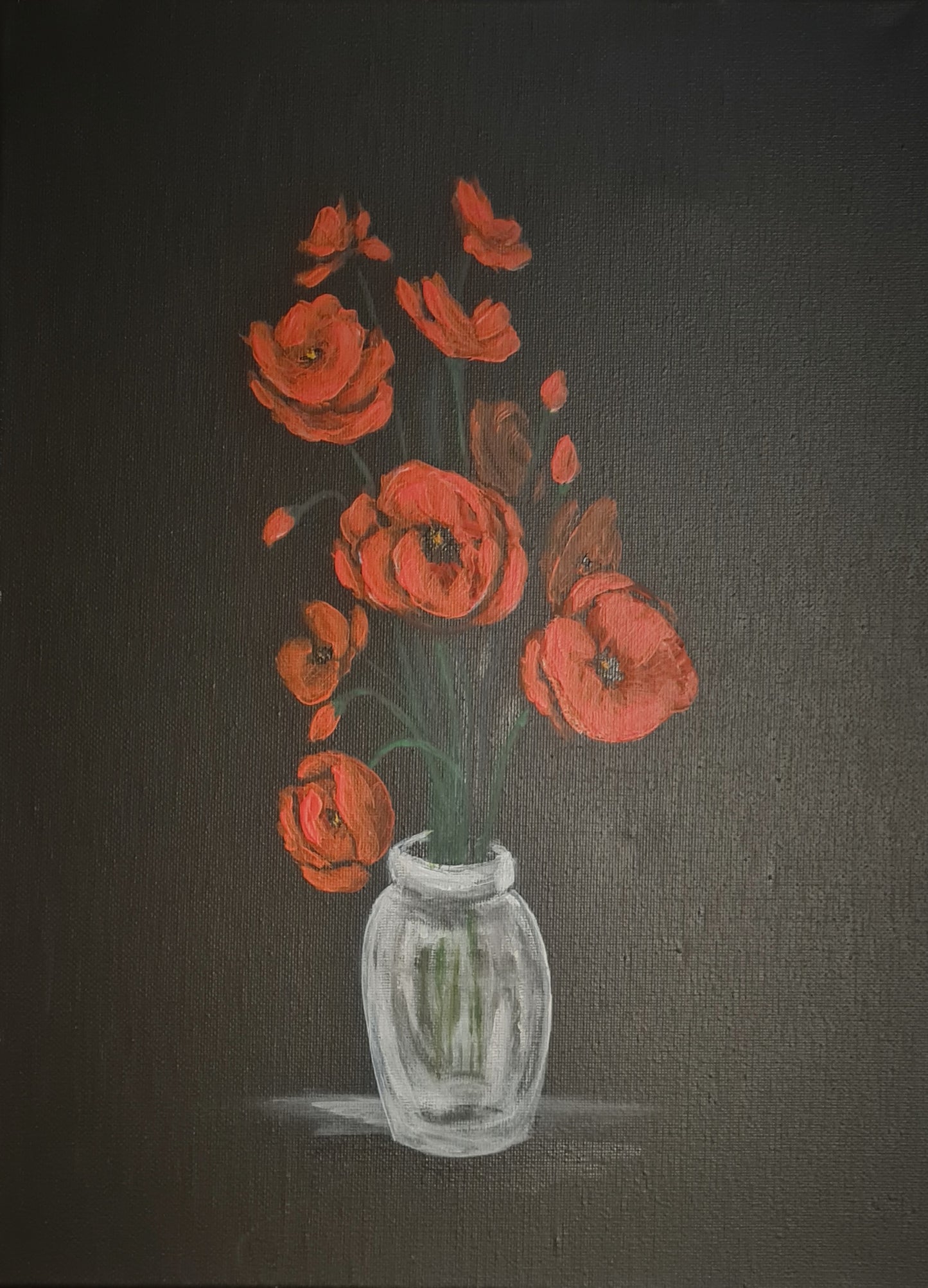 Poppies in vase painting