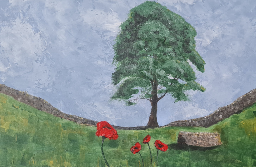 551 Original Painting - 'poppies at Sycamore Gap'