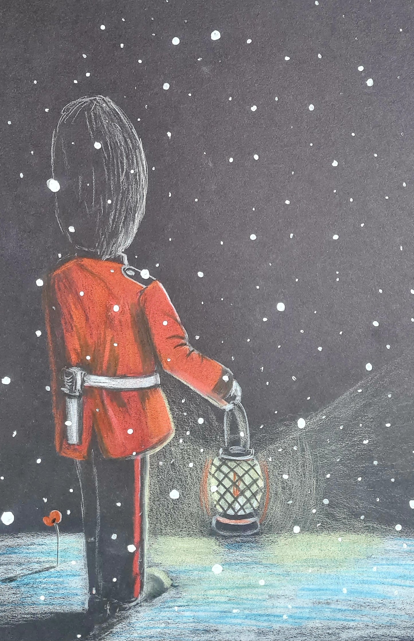 U665 Original mixed media - 'a light in the snow'