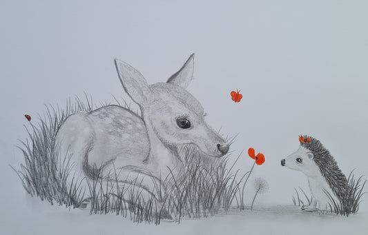 Original Polychromo  - 'Hetty and the Fawn'