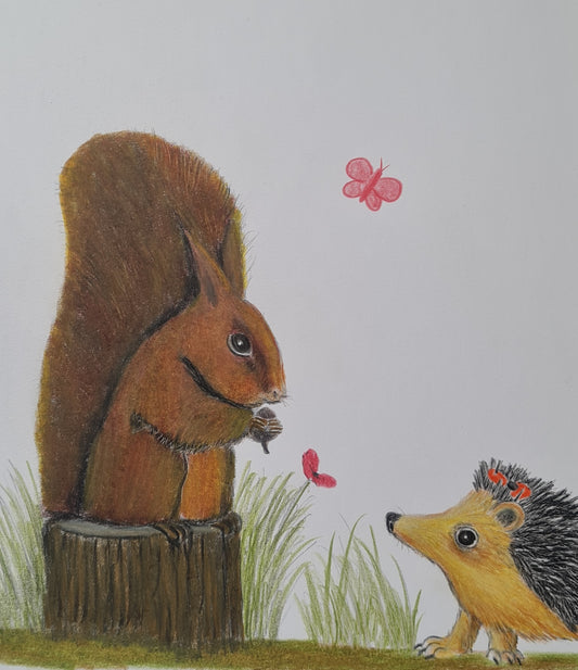 Original Polychromo  - 'Hettie and Sammy Squirrel'