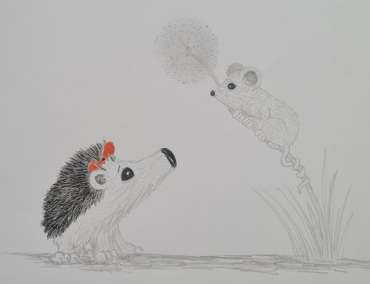 Original Polychromo  - 'Hettie and Mouse - layout drawing'