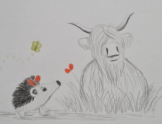 Original Polychromo  - 'Hettie and the Coo layout sketch'