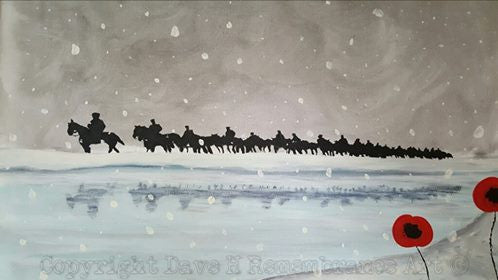 Dave H original acrylic painting 'to the front' WW1 Remembrance art depicting horses