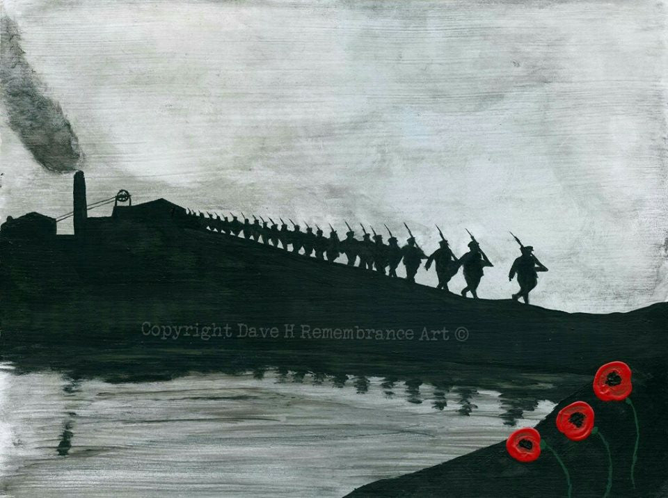 Dave H Remembrance Art painting From Work to War