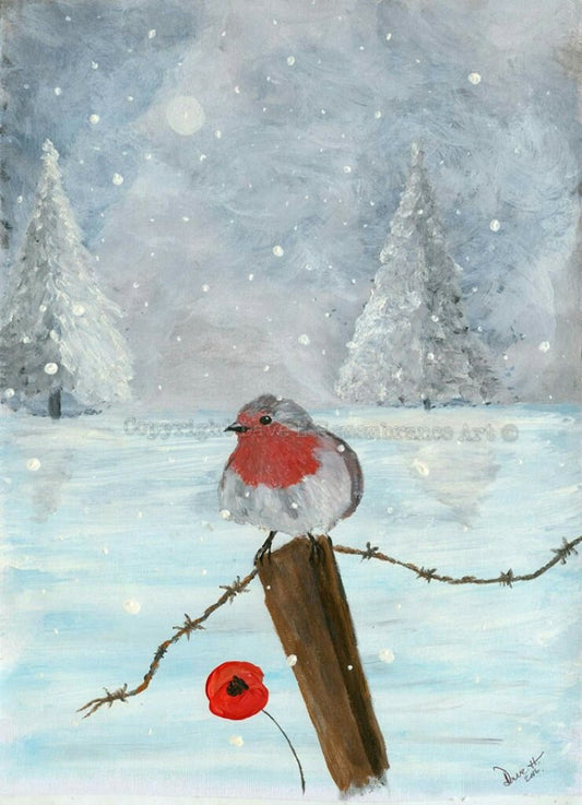 Dave H Remembrance Art painting 'Remembrance Robin'