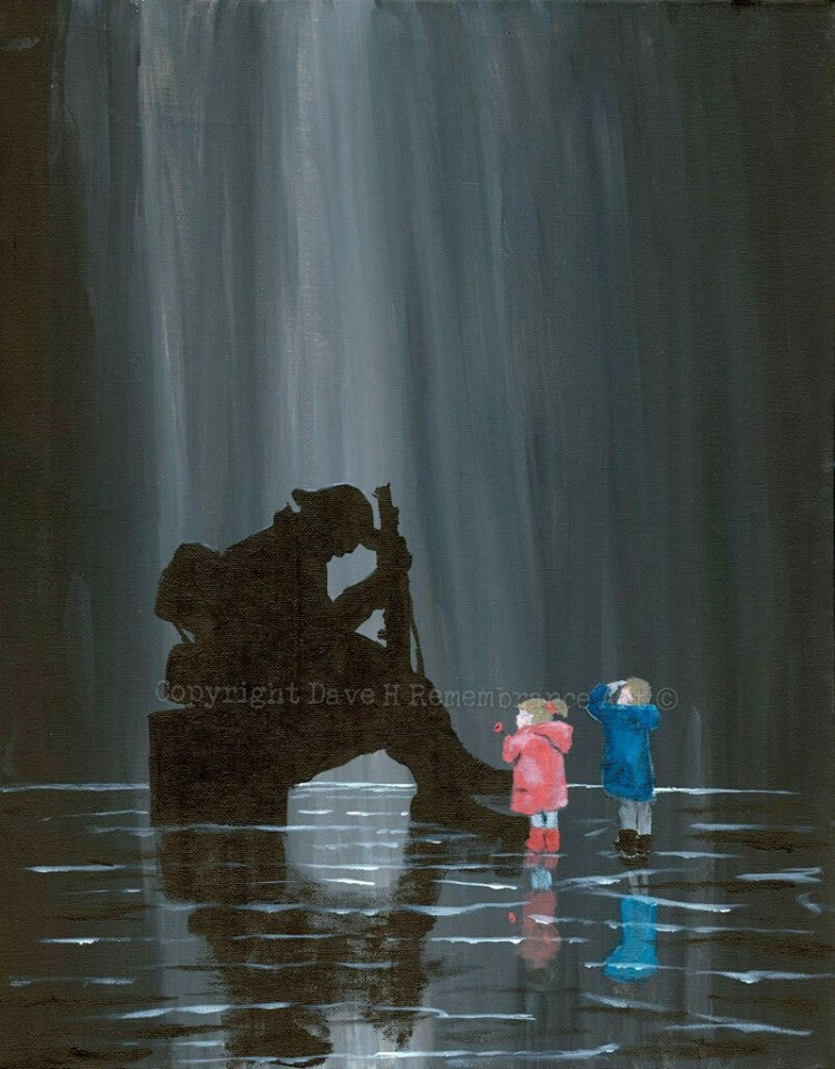 Dave H Remembrance Art painting Saying Goodnight to Seaham Tommy