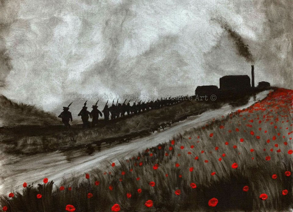 Dave H Remembrance Art painting 'Leaving the Mill'