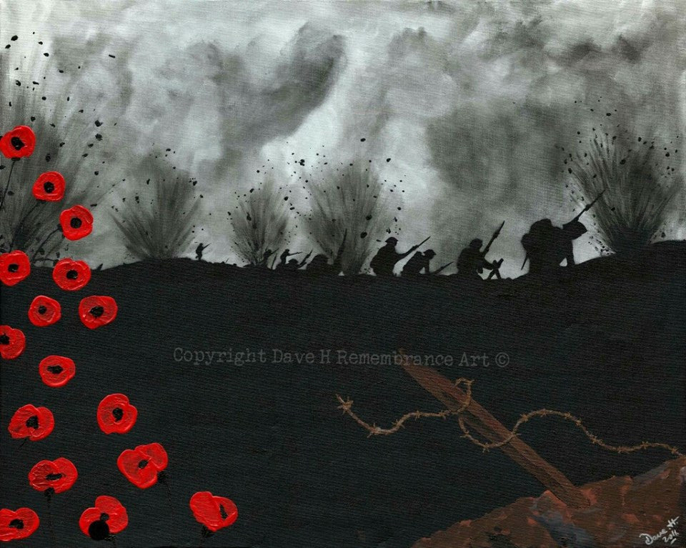 Dave H Remembrance Art Charge into Hell painting
