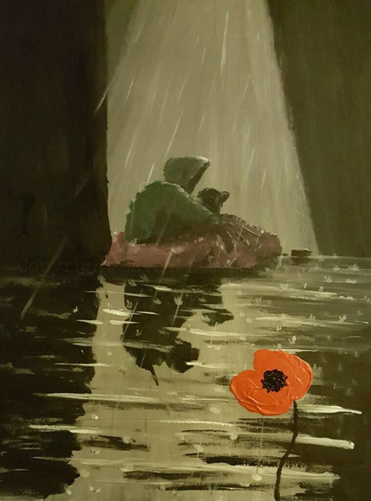 remembrance poppy art homeless ex-soldier