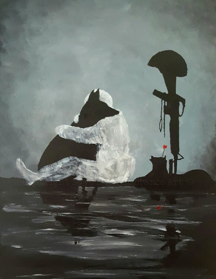 dog with American soldier spirit painting