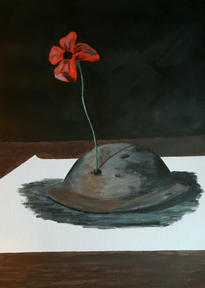 tommy helmet poppy painting
