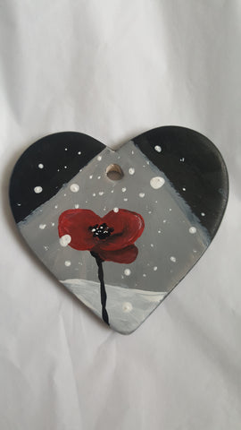 Love Heart Decoration - 'A poppy'