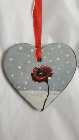 Love Heart Decoration - 'poppy in the snow'