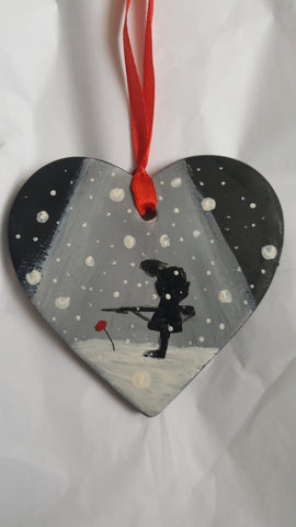 Love Heart Decoration - 'A Scottish soldier in the snow'