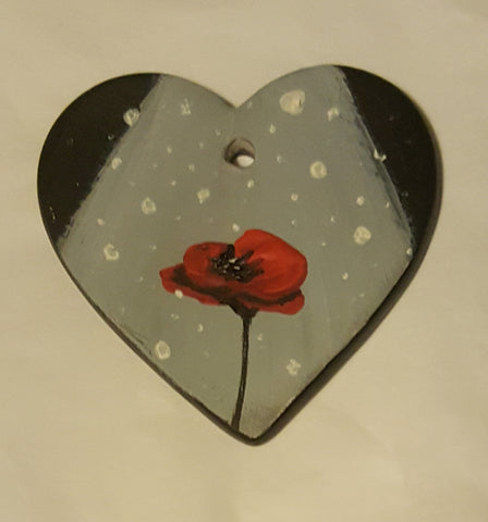 Love Heart Decoration - 'A simple poppy #2'