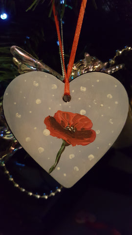 Love Heart Decoration - 'poppy in the snow #3'