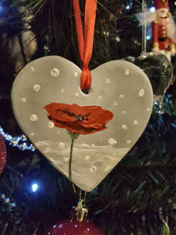 Love Heart Decoration - 'poppy in the snow #4'