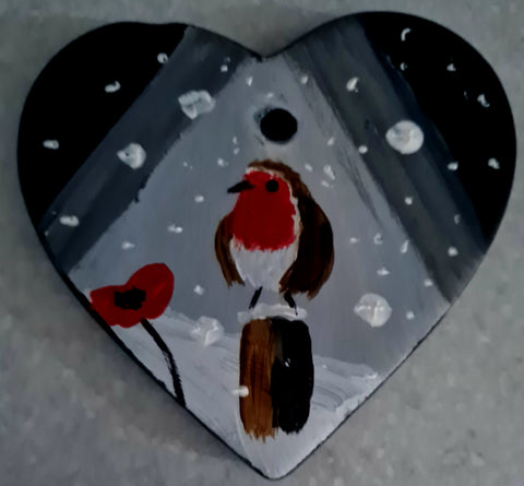Love Heart Decoration - 'Robin heart #2