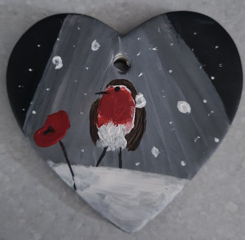 Love Heart Decoration - 'Robin heart #5