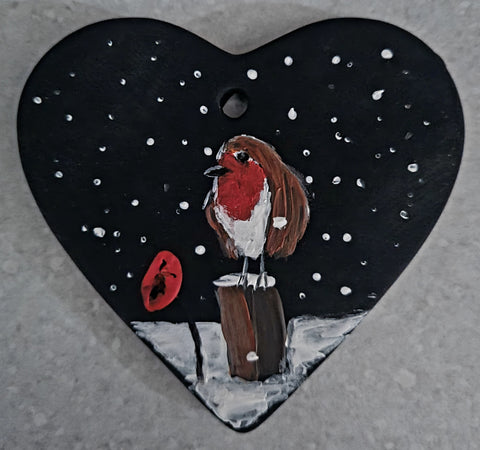 Love Heart Decoration - 'Robin heart #6